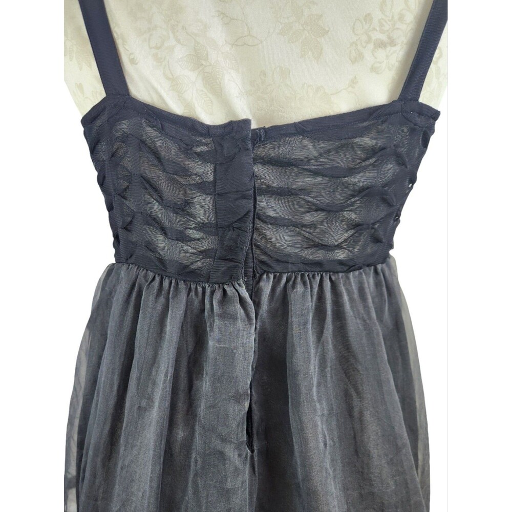 Anthropologie Zehavale Black Lace Tulle Silk Sheer Mini Dress Size 10 - Picture 6 of 12